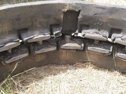 Cracking from poor rubber formulation